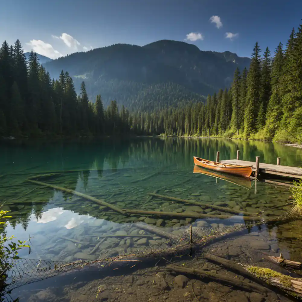 Clear lake water demonstrating environmental conservation efforts