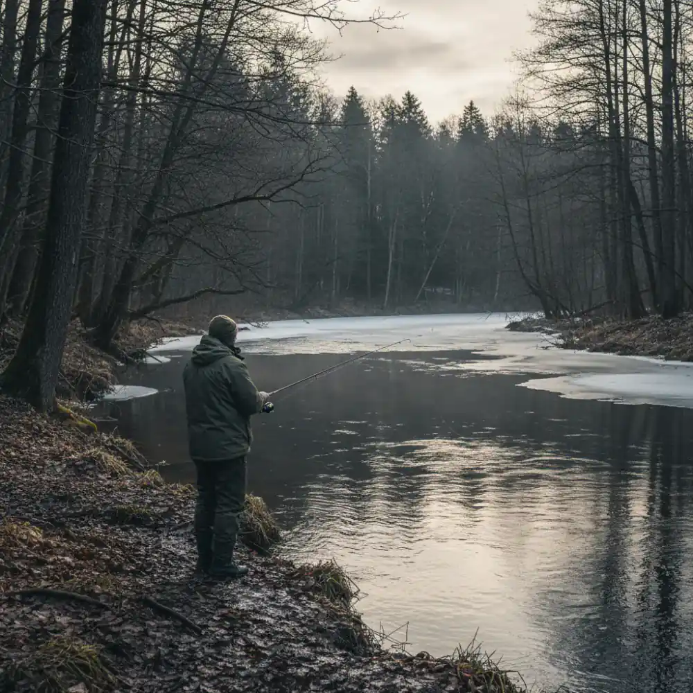 Fishing during early spring thaw