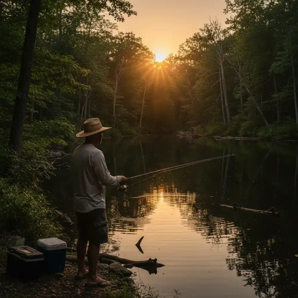 Fishing under a hot summer sun