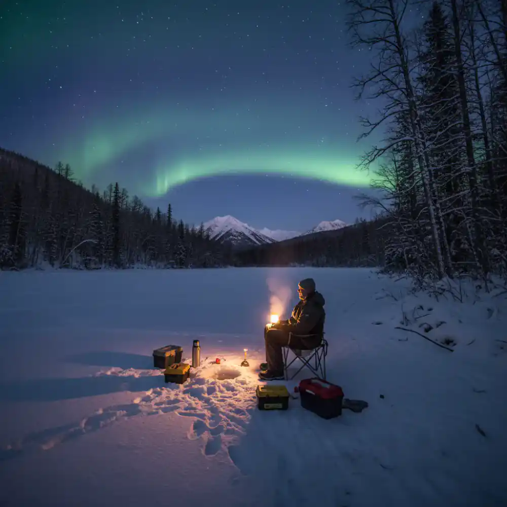 Fishing in winter conditions