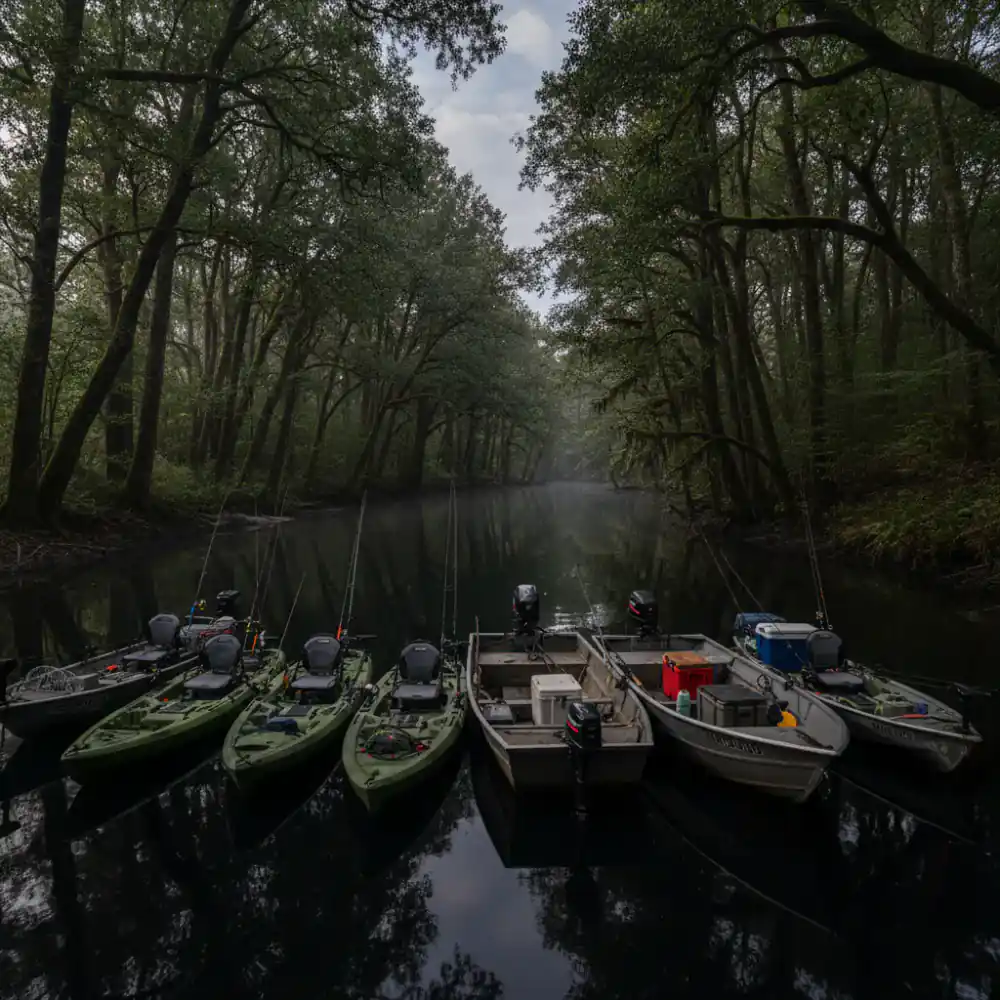 Fishing kayaks and skiffs