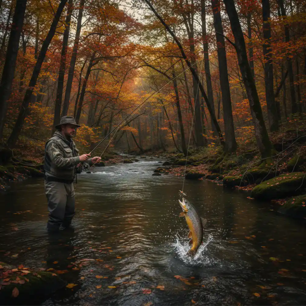 Autumn trout fishing scenery